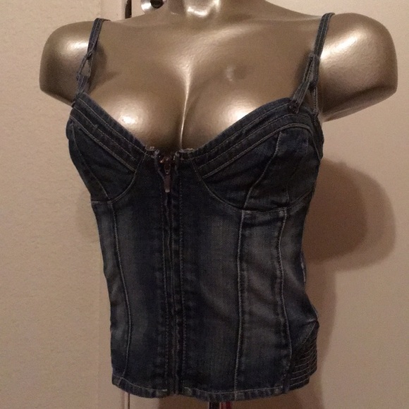 Guess Tops - Guess Jeans Denim Corset Tank Top small